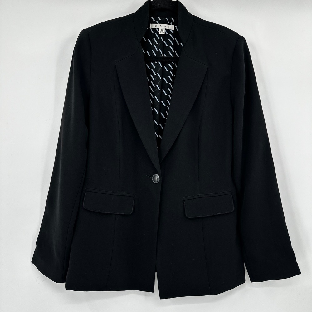 Cabi 717 Womens City Black Single Button Blazer Jacket Size 6 Career Academia